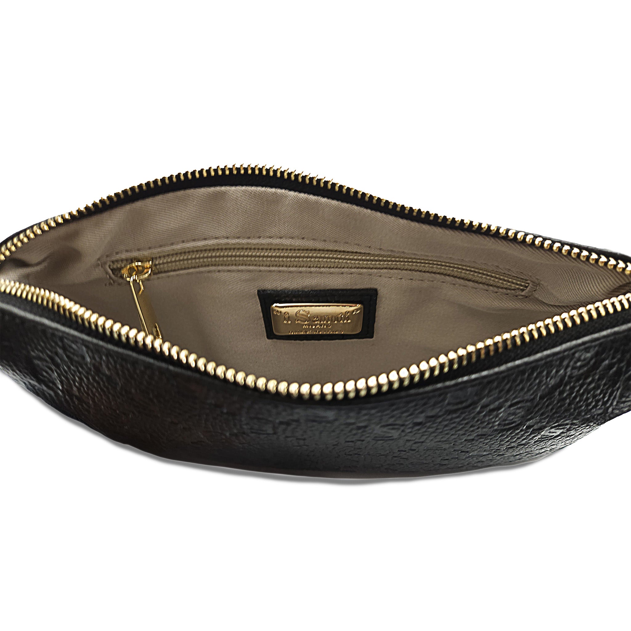 Mini Genuine Leather Pouch with Engraved “I Santi” Monogram – 2060
