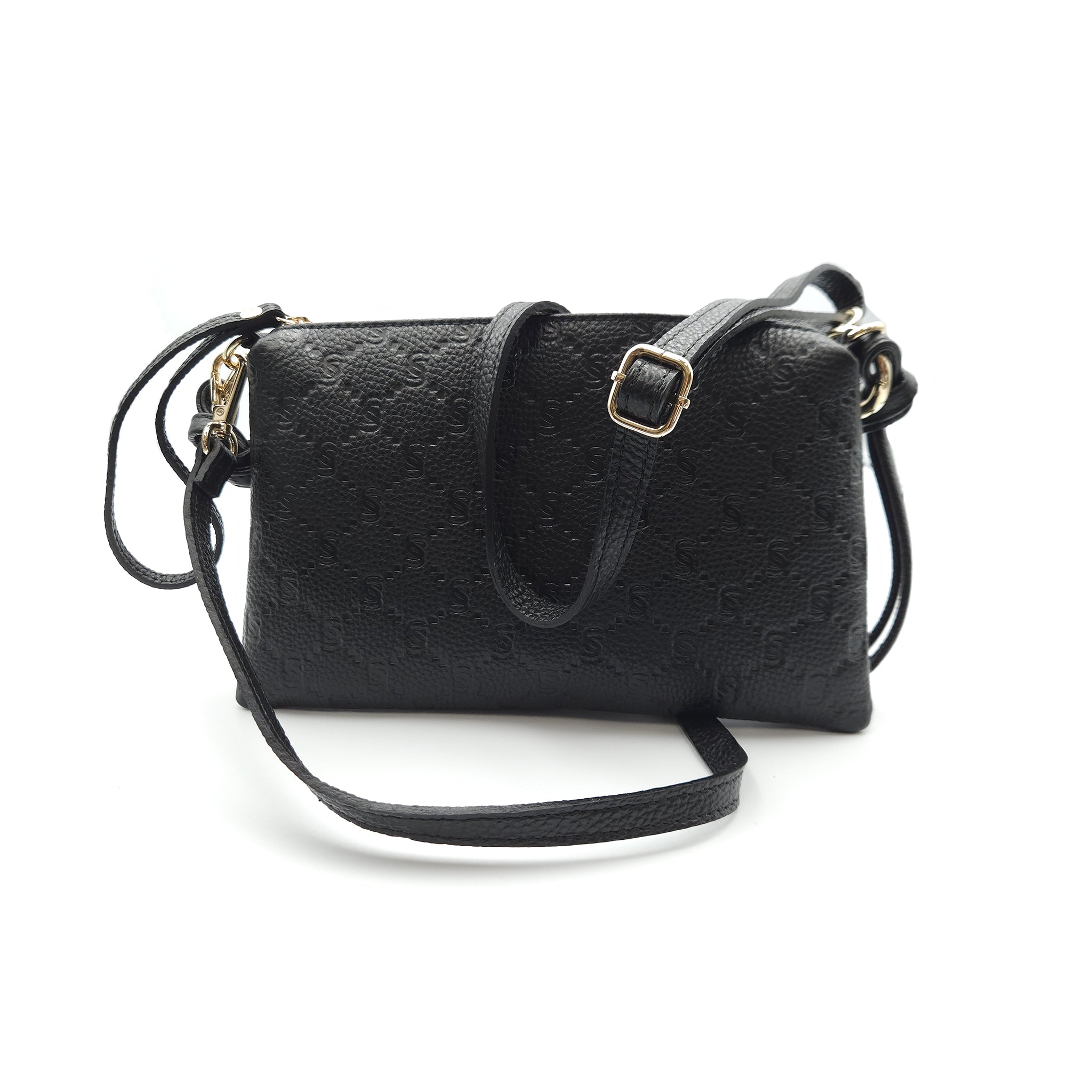 Mini Genuine Leather Pouch with Engraved “I Santi” Monogram – 2060