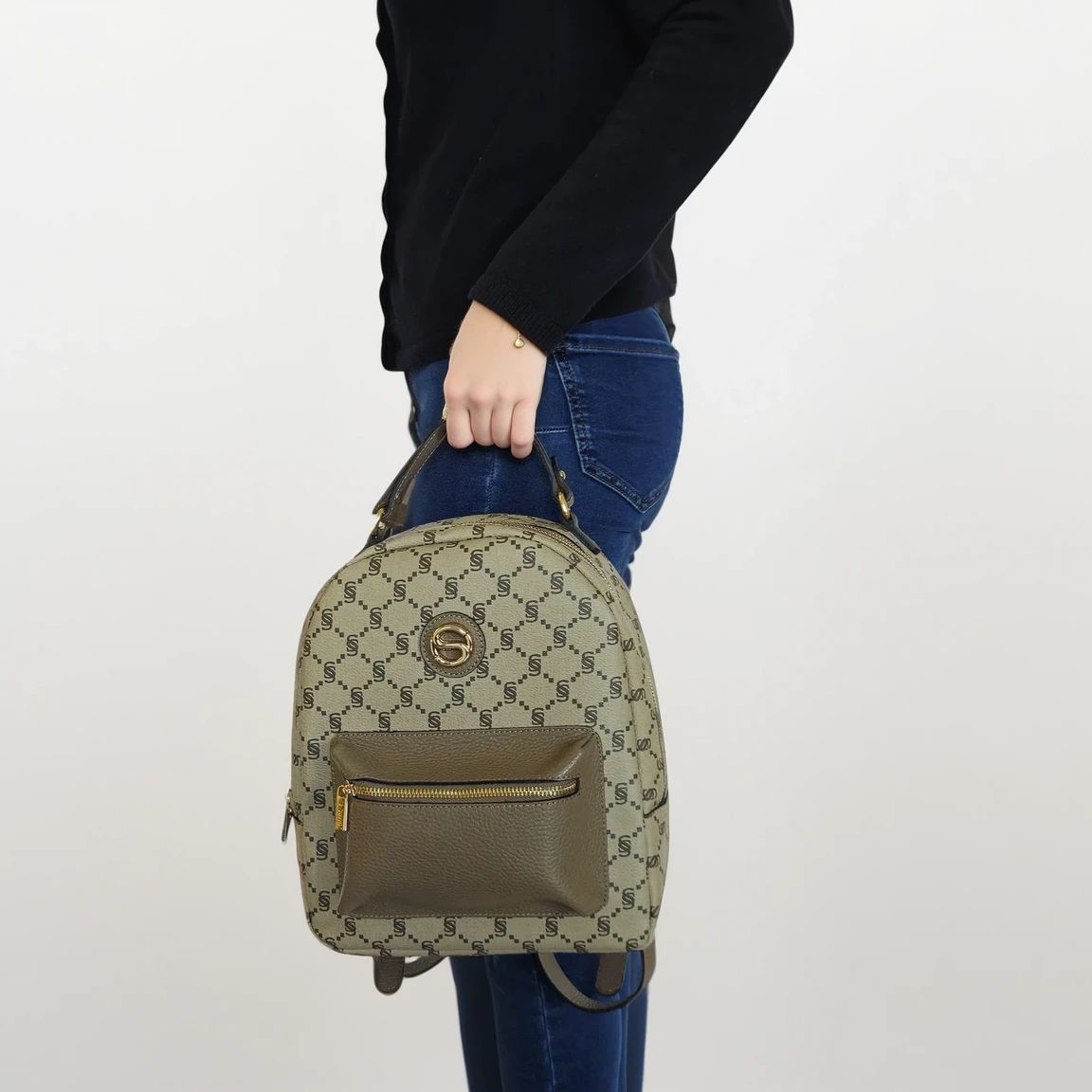 “I Santi” Monogram Backpack with Front Pocket – 2063