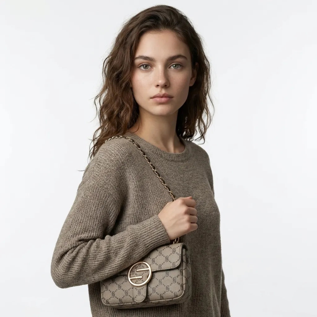 Sac à épaule monogramme avec chaîne et fermoir iconique – I Santi 2037