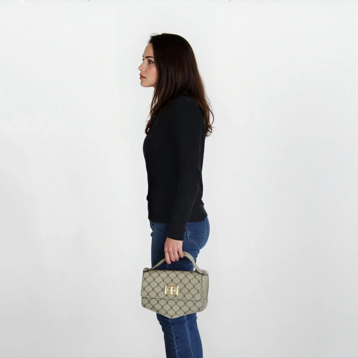 “I Santi” Top-Handle Bag with Turn-Lock Closure – 2054