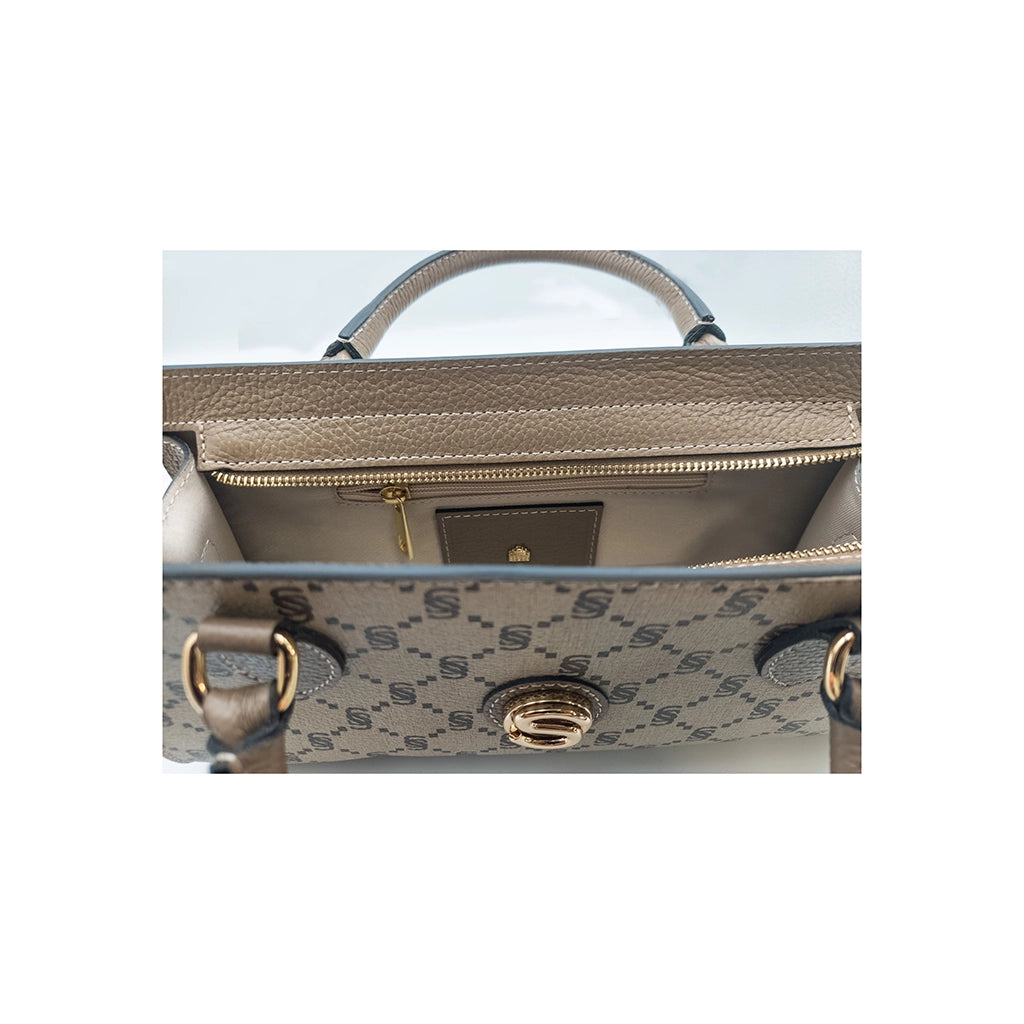 Mini Handtasche mit Monogramm und Ledergriffen – 2066